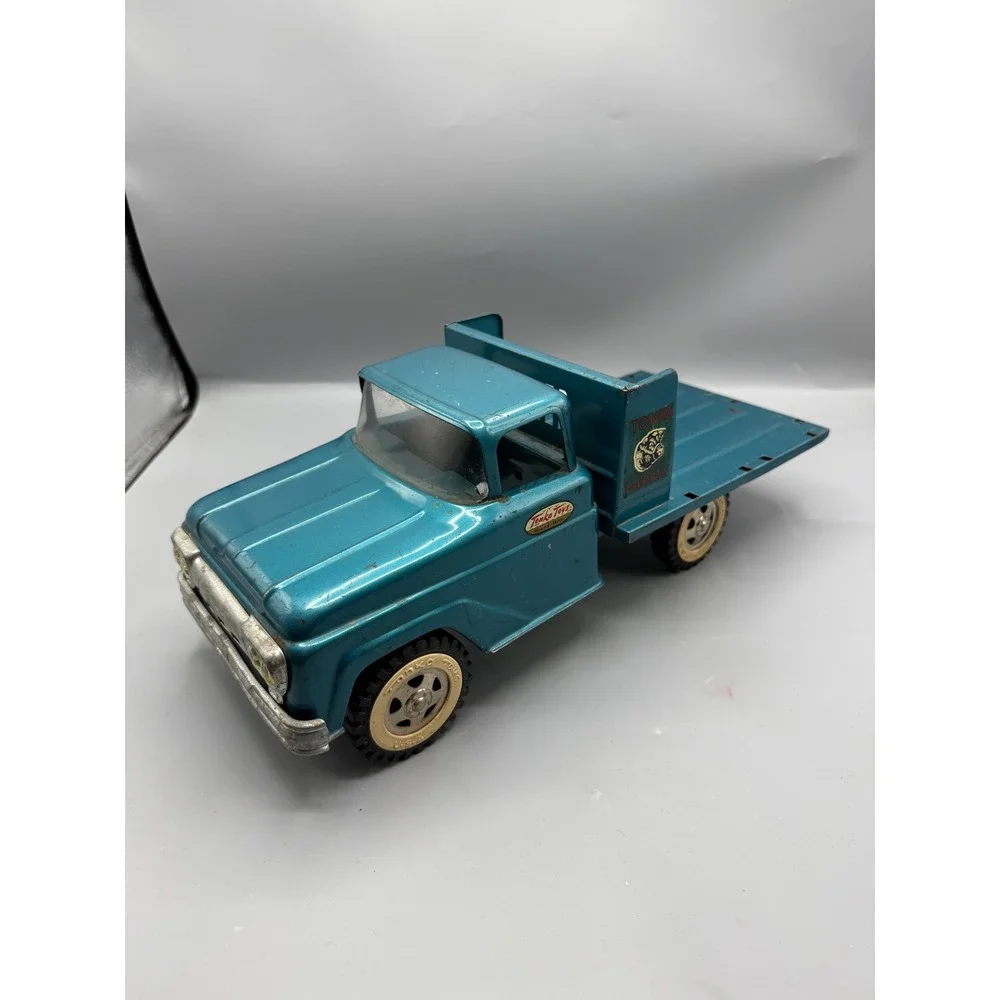 Vintage Tonka Farms Stake Bed Truck Pressed Steel Turquoise Metallic USA Made